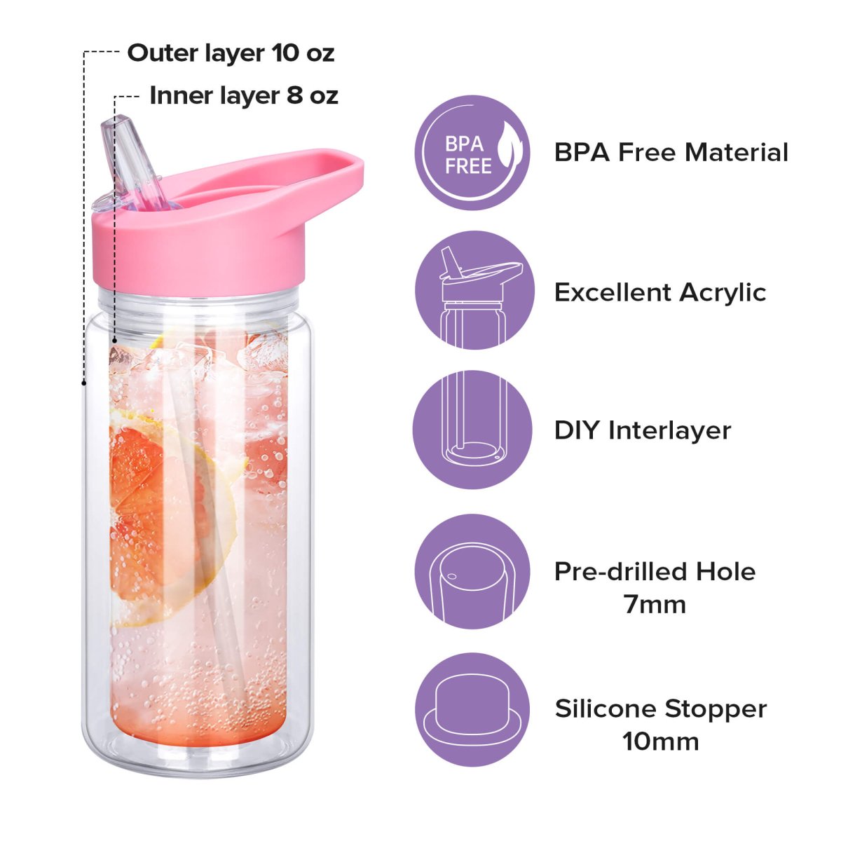 10 oz Snow Globe Acrylic Tumbler - 25 Pack - FASTSUB