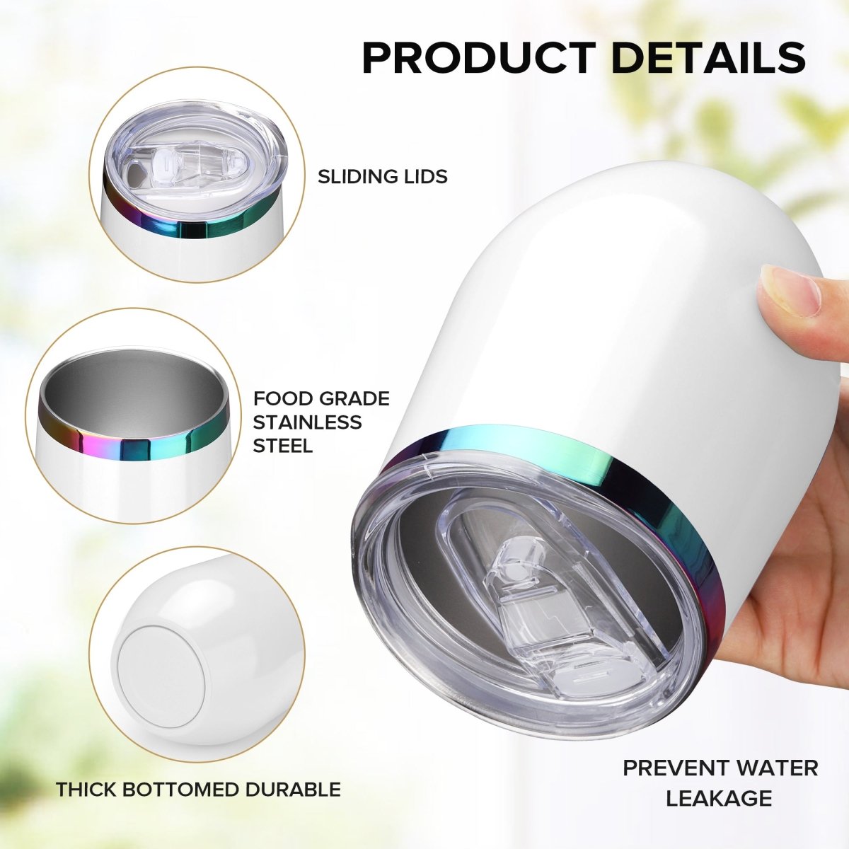 12 oz Rainbow Plated Tumbler White - 12 Pack - FASTSUB