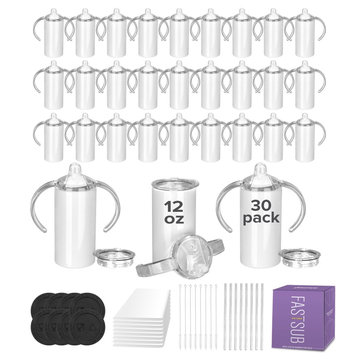 12 oz Sublimation Duo Sippy Cup - 30 Pack - FASTSUB