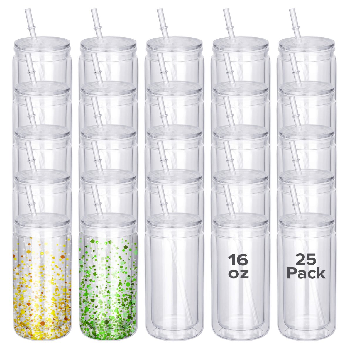 16 oz Snow Globe Acrylic Tumbler - 25 Pack - FASTSUB