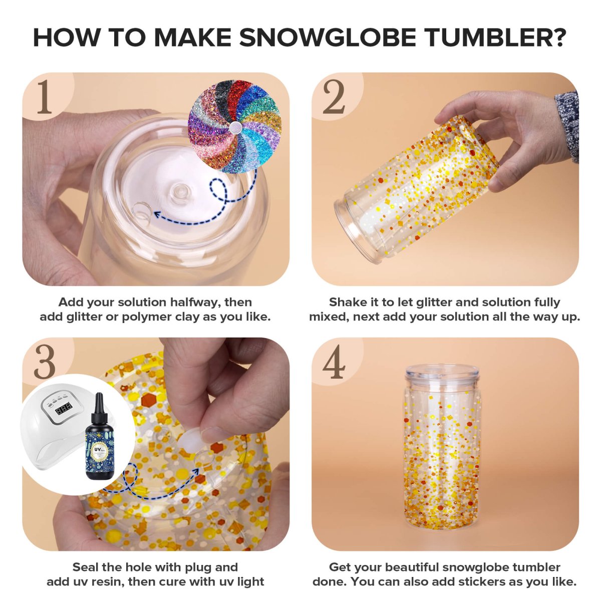 16 oz Snow Globe Acrylic Tumbler - 25 Pack - FASTSUB