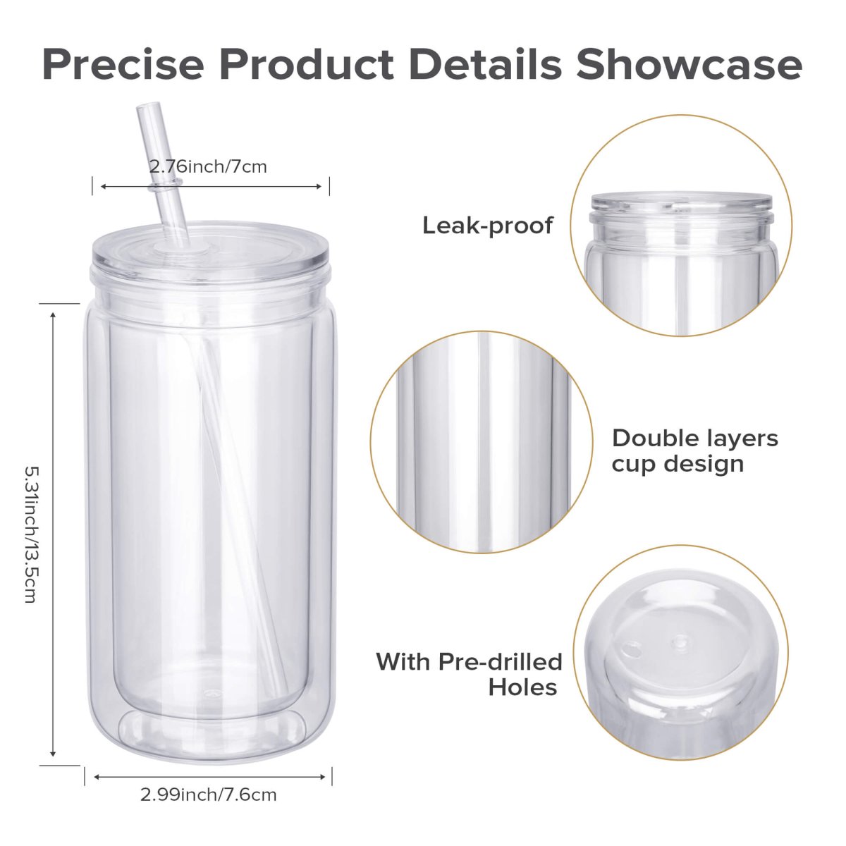16 oz Snow Globe Acrylic Tumbler - 25 Pack - FASTSUB