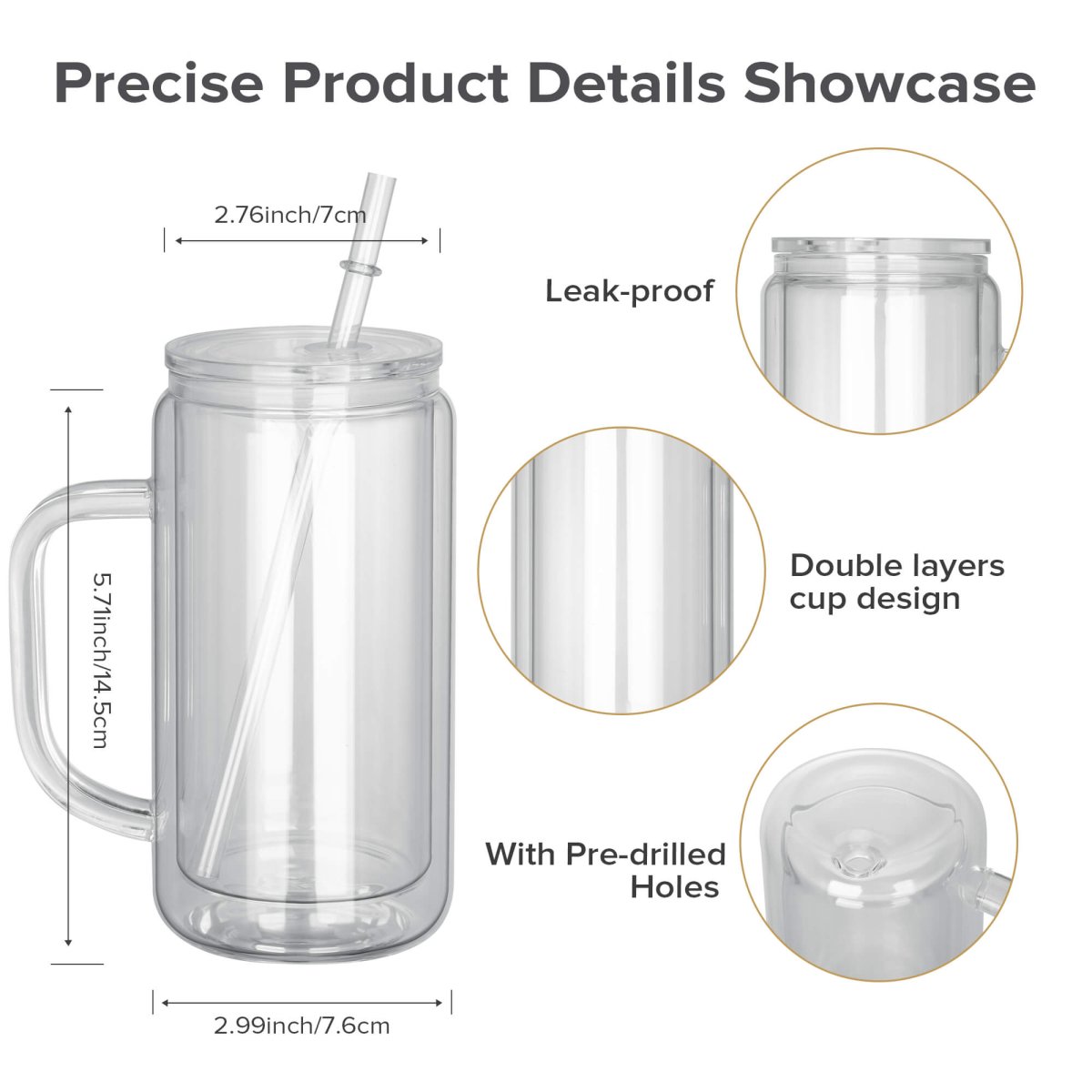 16 oz Snow Globe Glass Tumbler with Handle - 25 Pack - FASTSUB