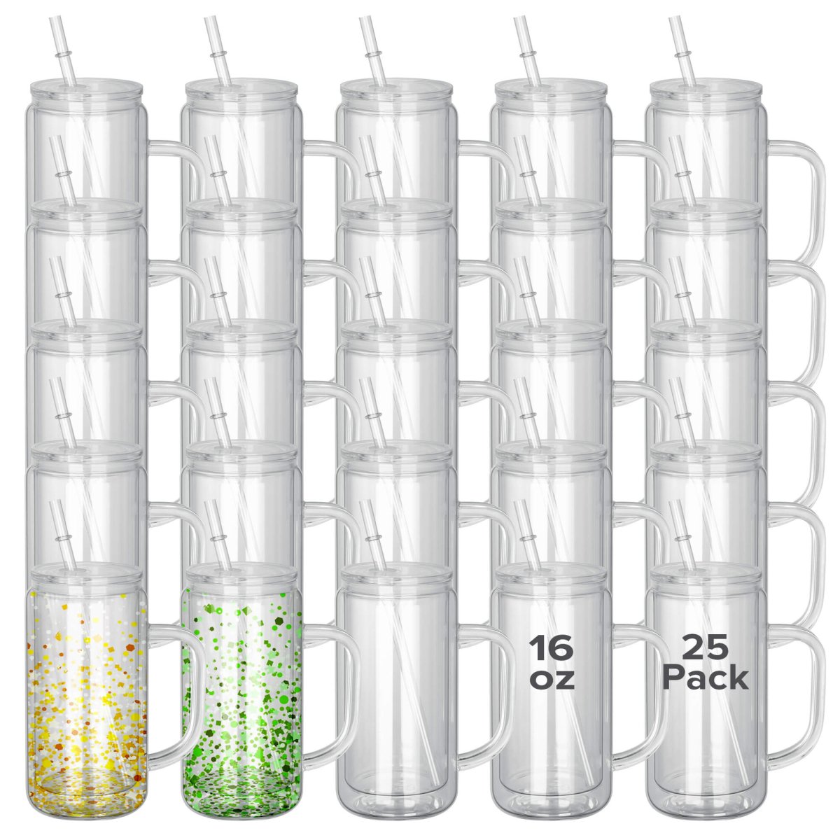 16 oz Snow Globe Glass Tumbler with Handle - 25 Pack - FASTSUB
