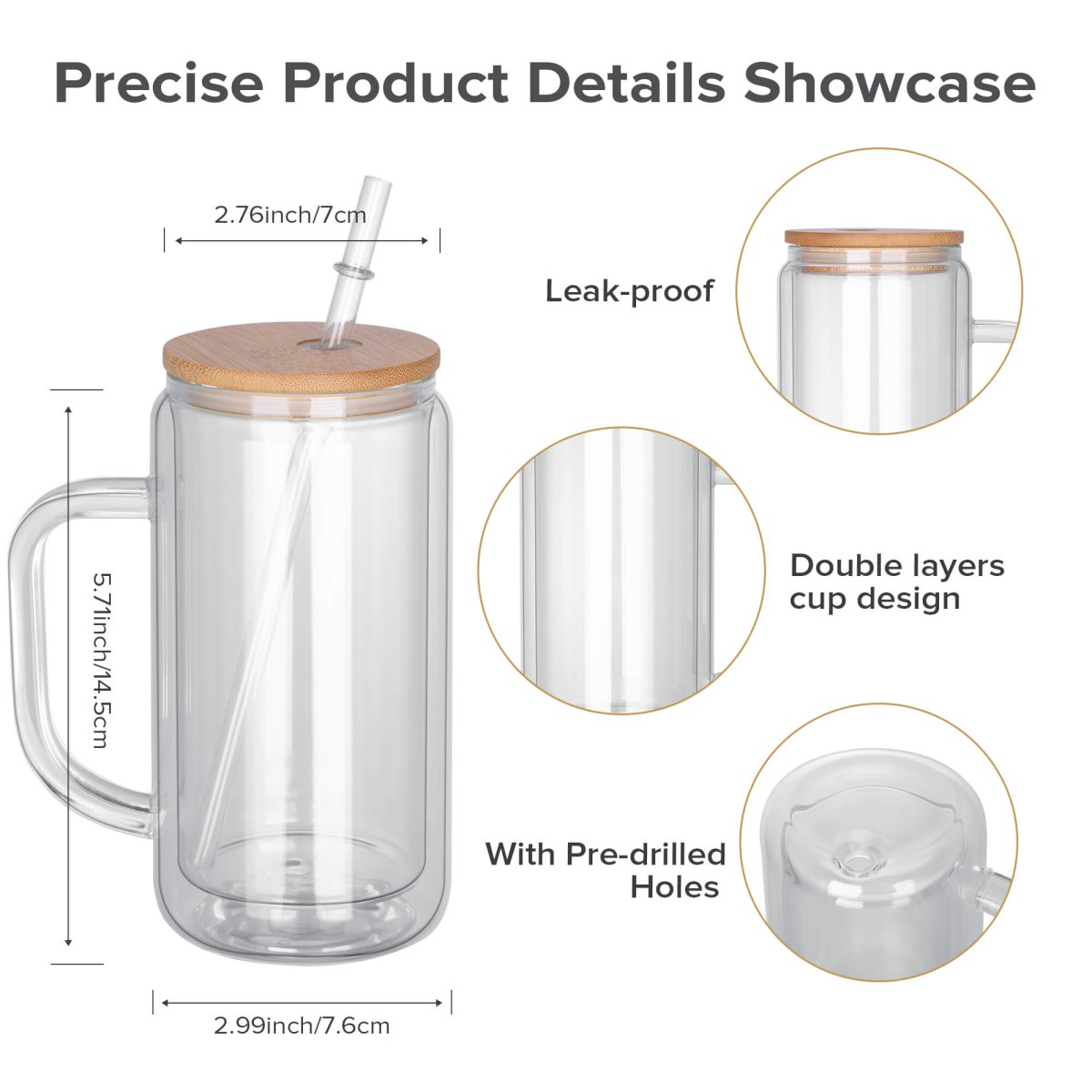 16 oz Snow Globe Glass Tumbler with Handle - 25 Pack - FASTSUB