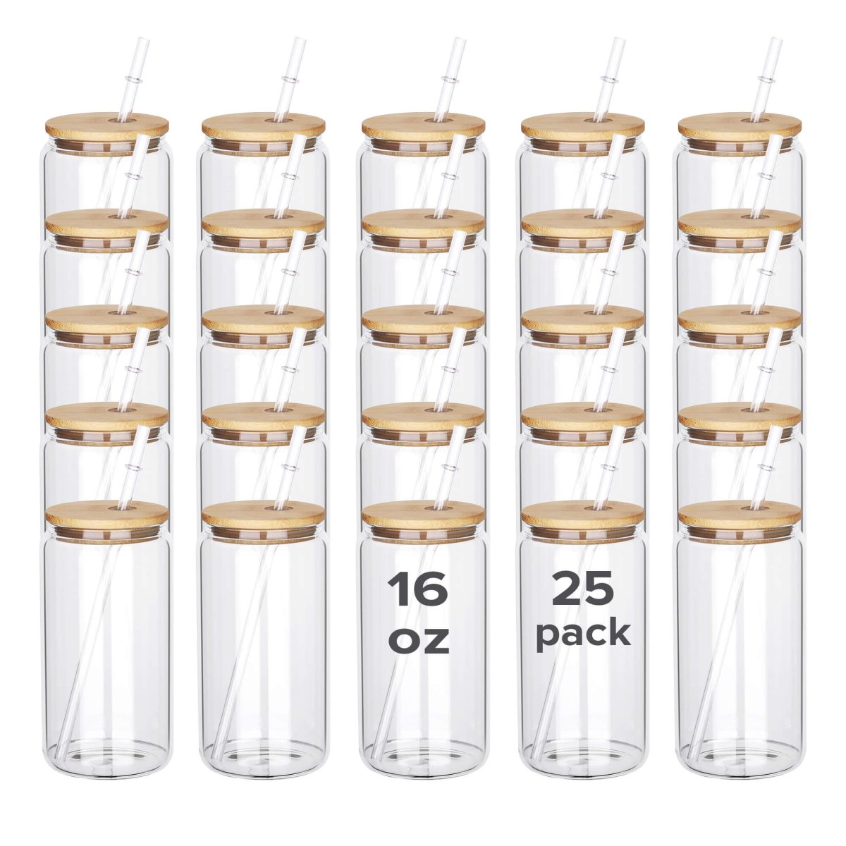 16 oz Sublimation Clear Glass Can - 25 Pack - FASTSUB