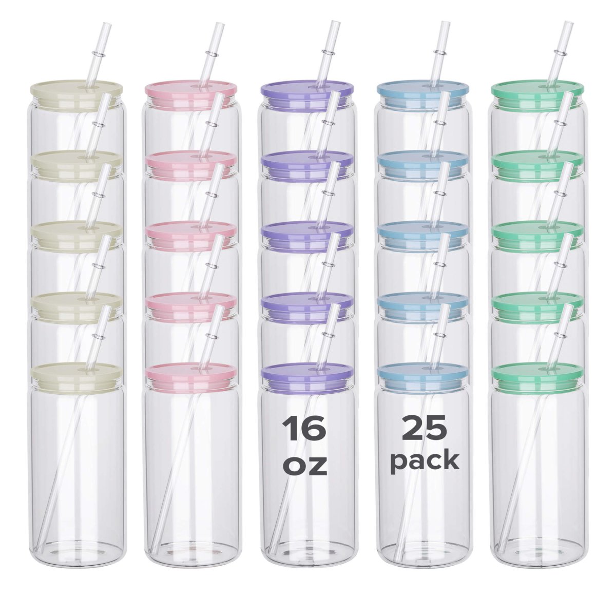 16 oz Sublimation Clear Glass Can - 25 Pack - FASTSUB