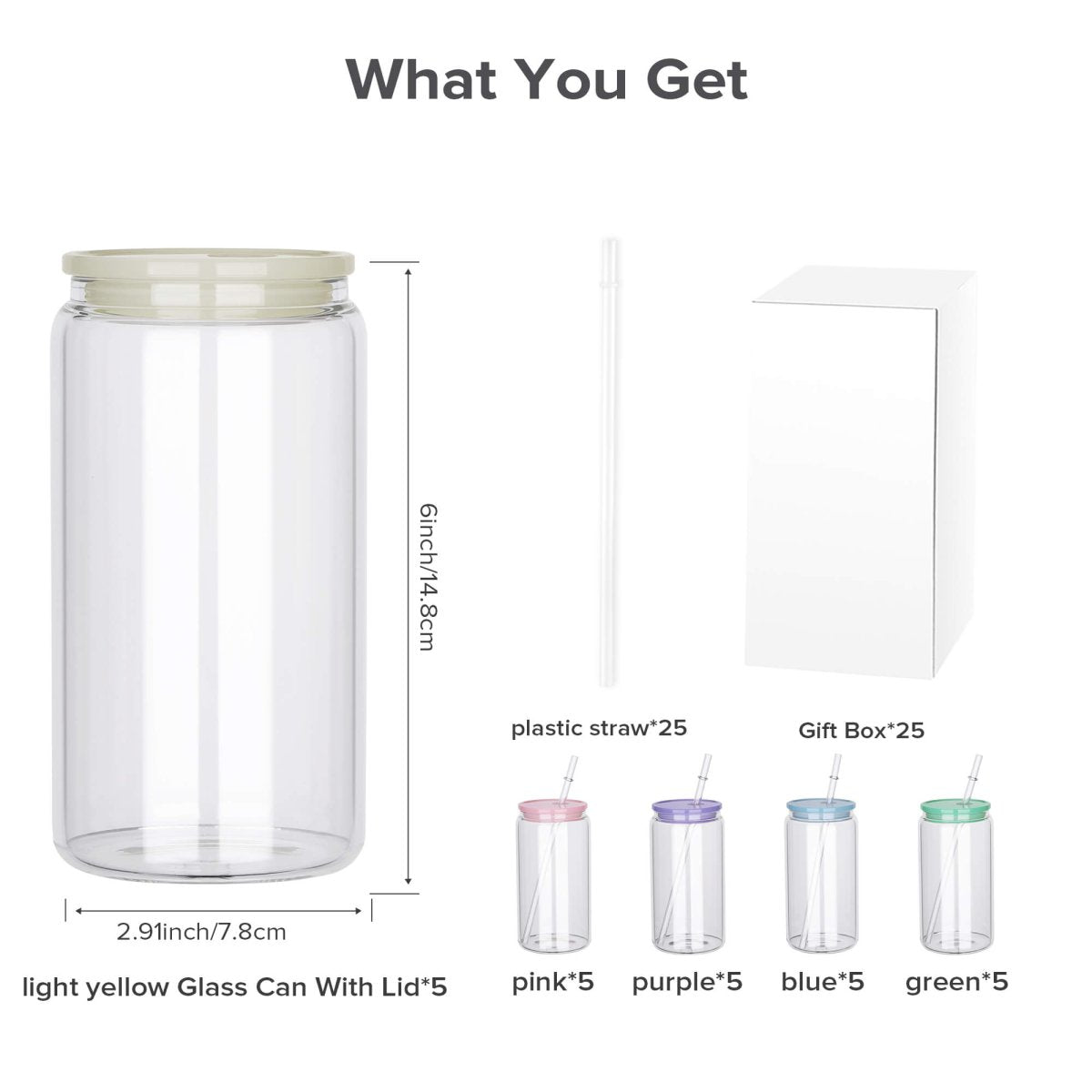 16 oz Sublimation Clear Glass Can - 25 Pack - FASTSUB