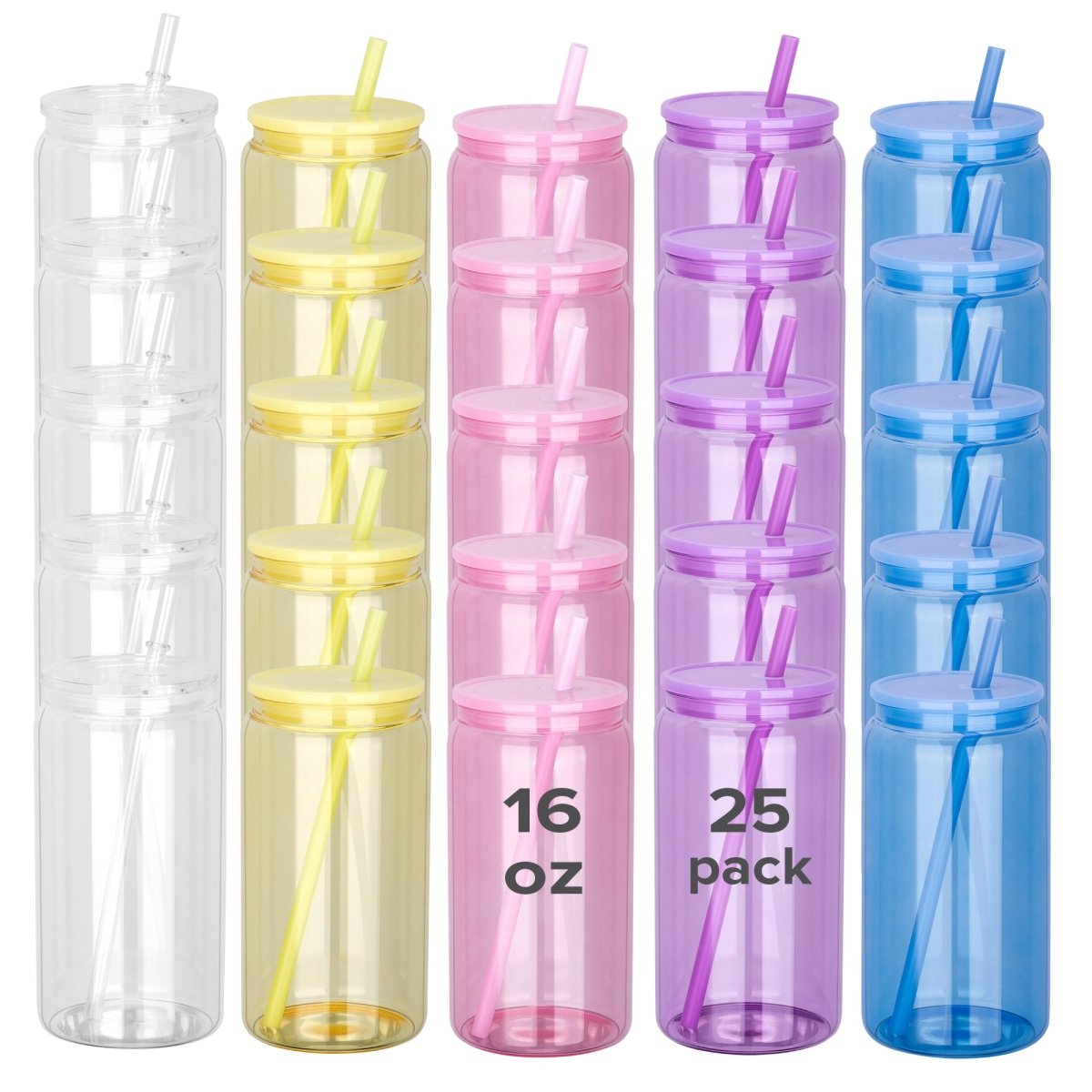 16 oz Sublimation Color Glass Can - 25 Pack - FASTSUB