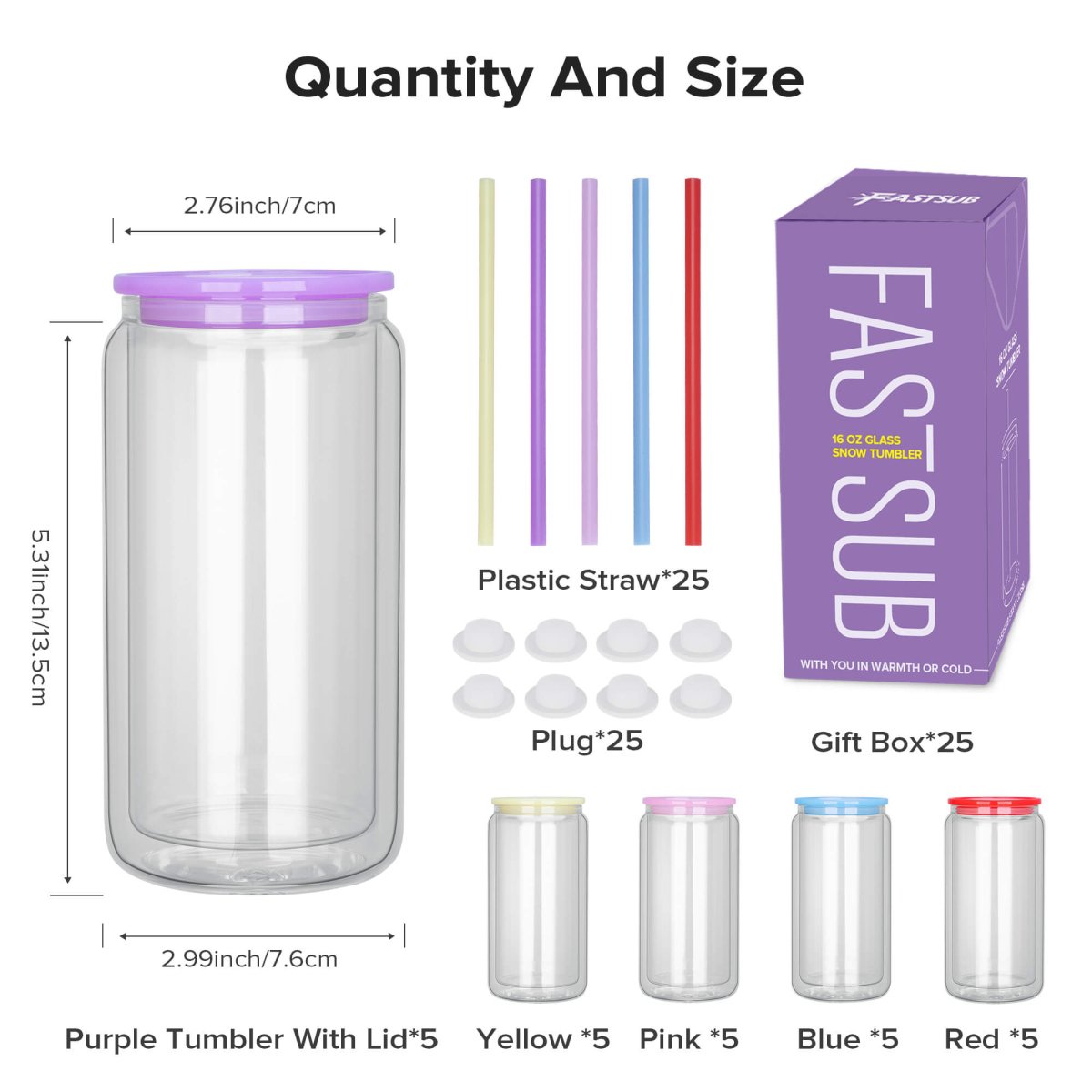 16 oz Sublimation Snow Globe Glass Tumbler - 25 Pack - FASTSUB
