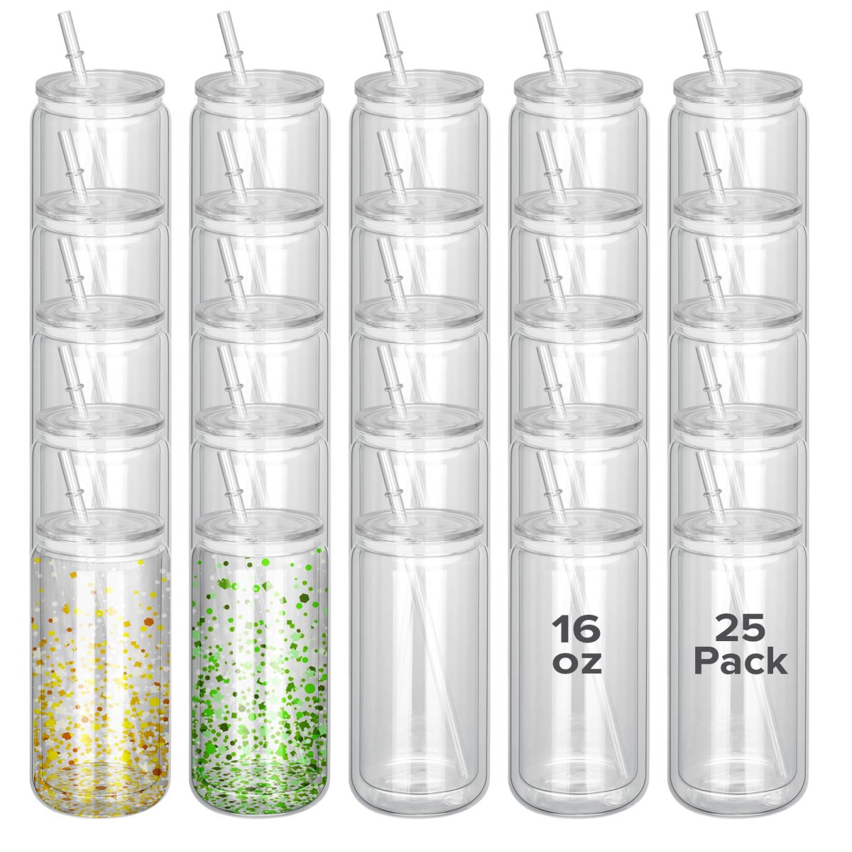 16 oz Sublimation Snow Globe Glass Tumbler - 25 Pack - FASTSUB