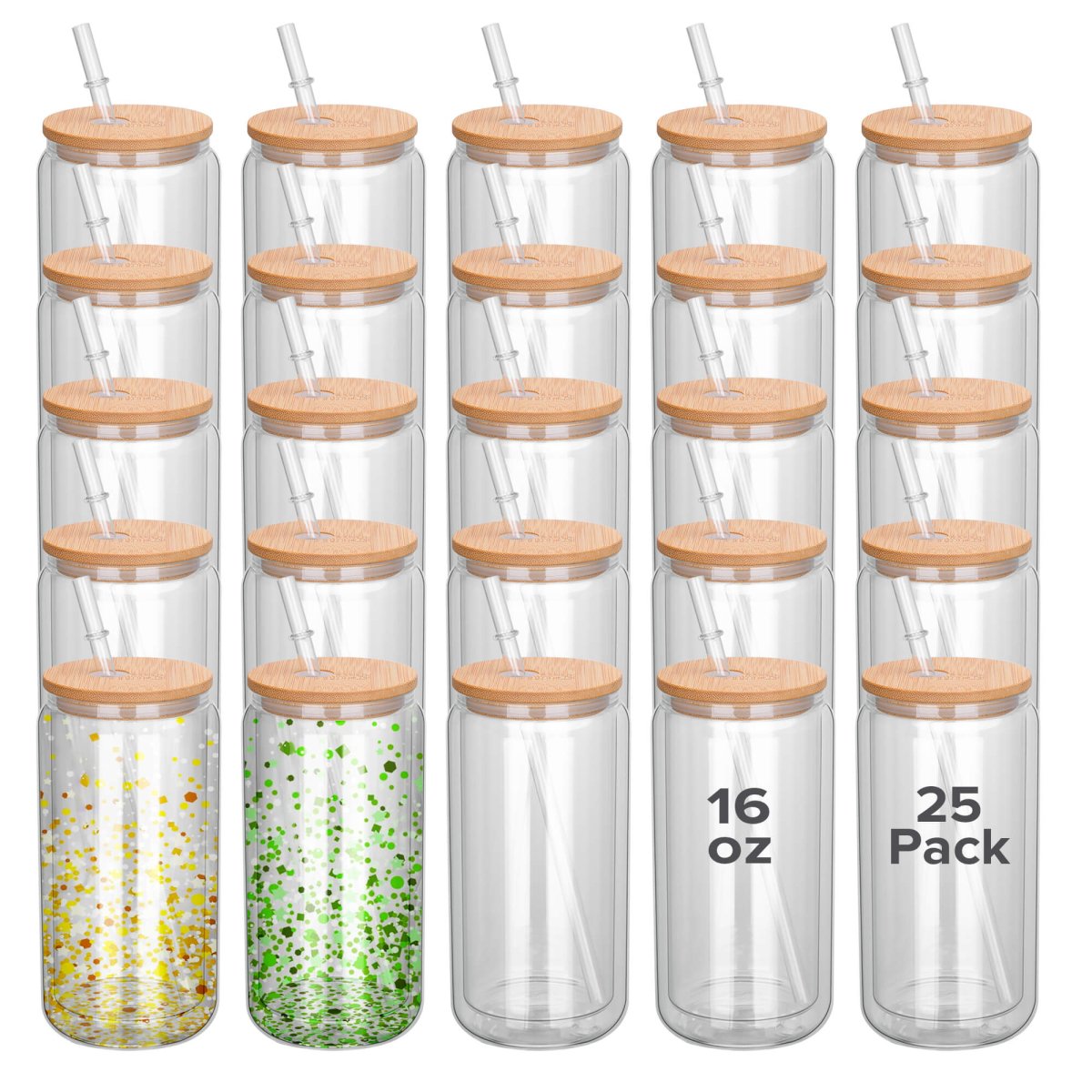 16 oz Sublimation Snow Globe Glass Tumbler - 25 Pack - FASTSUB