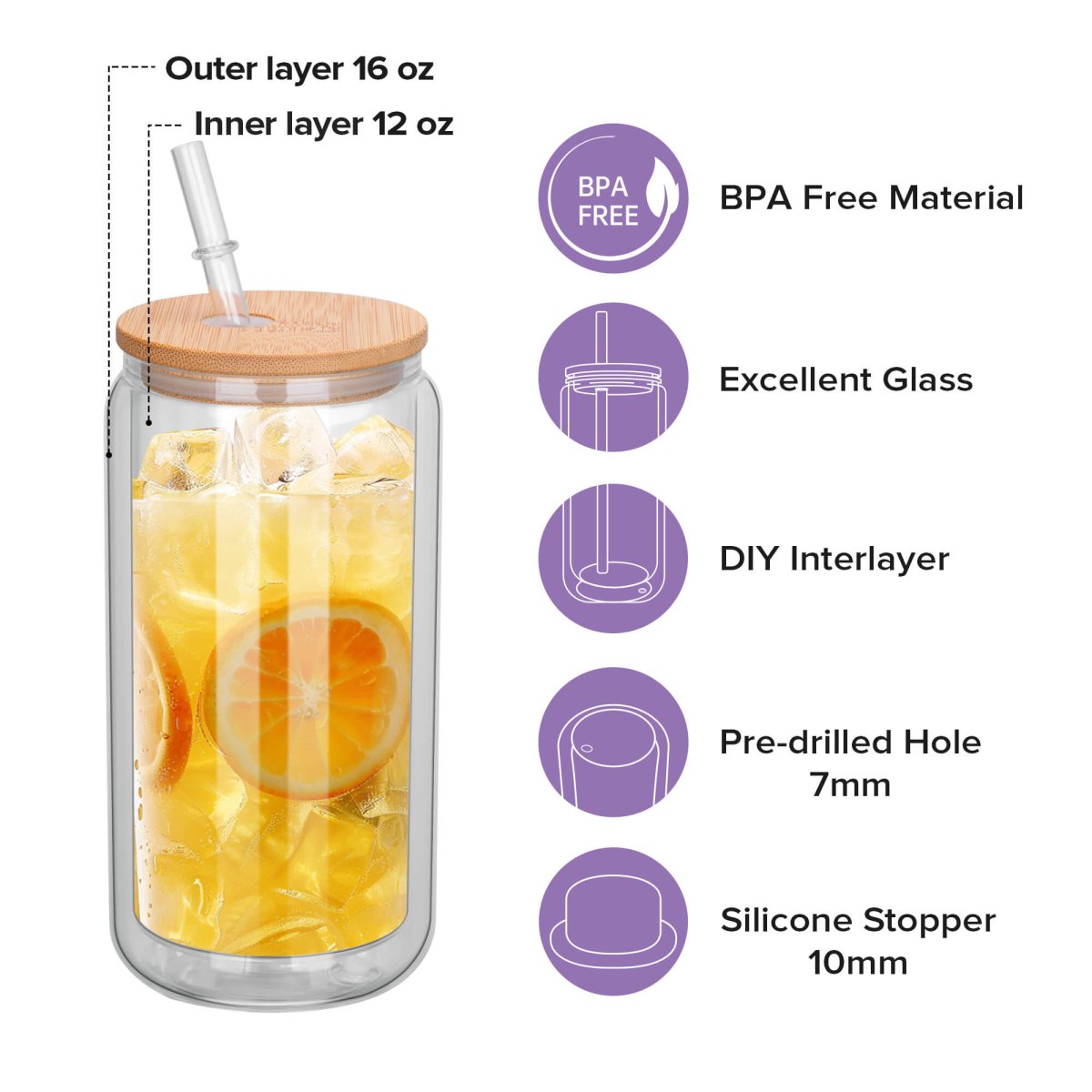 16 oz Sublimation Snow Globe Glass Tumbler - 25 Pack - FASTSUB