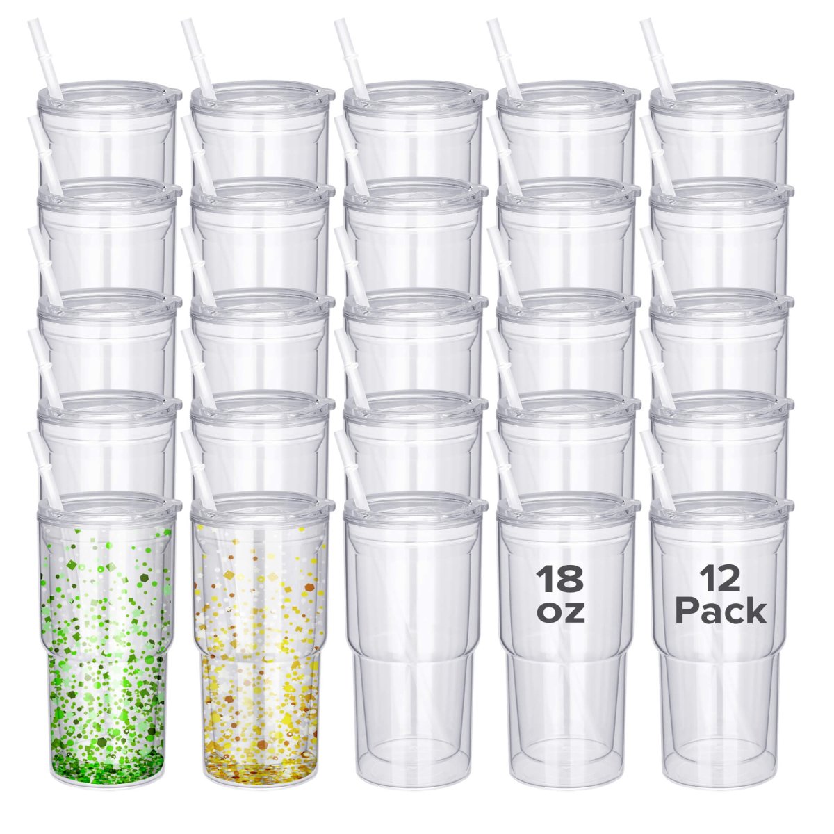 18 oz Snow Globe Acrylic Tumbler - 25 Pack - FASTSUB