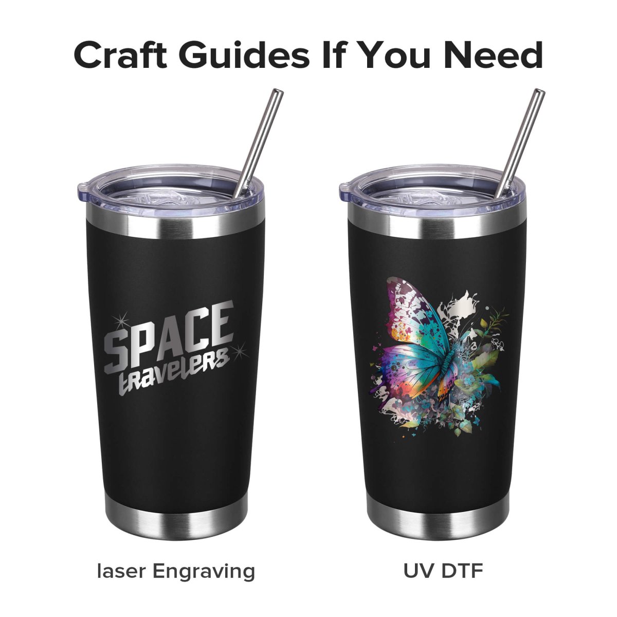 20 oz Powder Coated Tumbler Black - 20 Pack - FASTSUB
