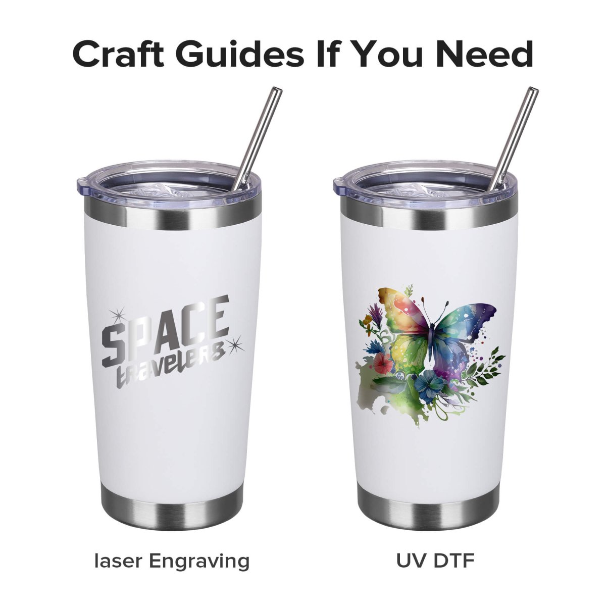 20 oz Powder Coated Tumbler White - 20 Pack - FASTSUB