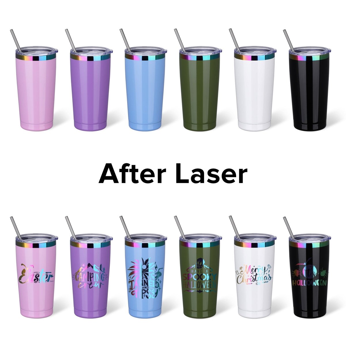 20 oz Rainbow Plated Tumbler White - 12 Pack - FASTSUB