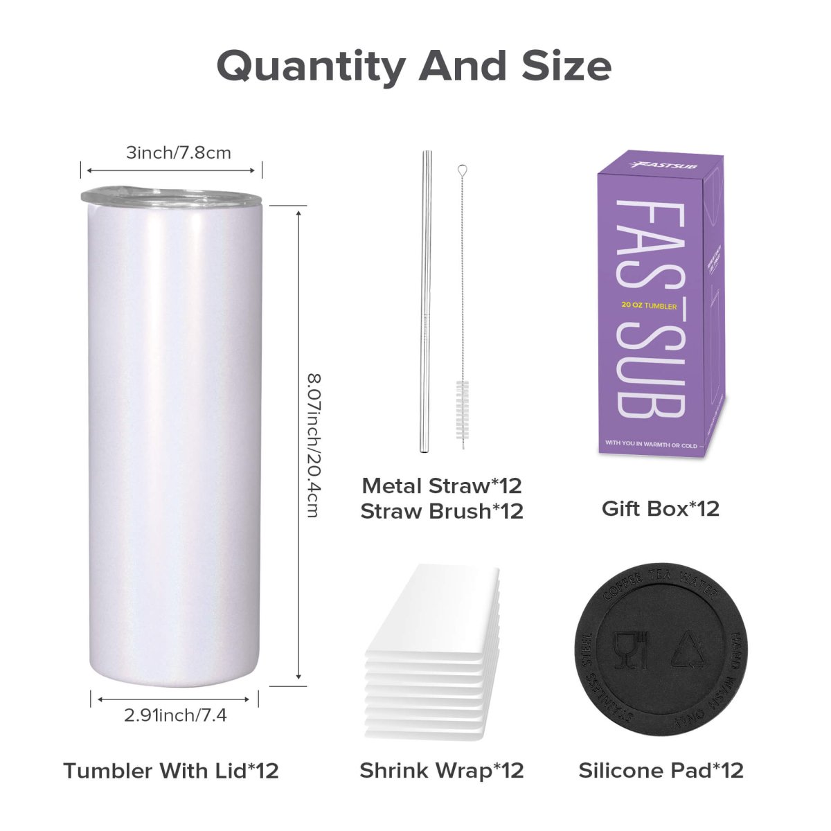 20 oz Sublimation Holographic Tumbler - 12 Pack - FASTSUB