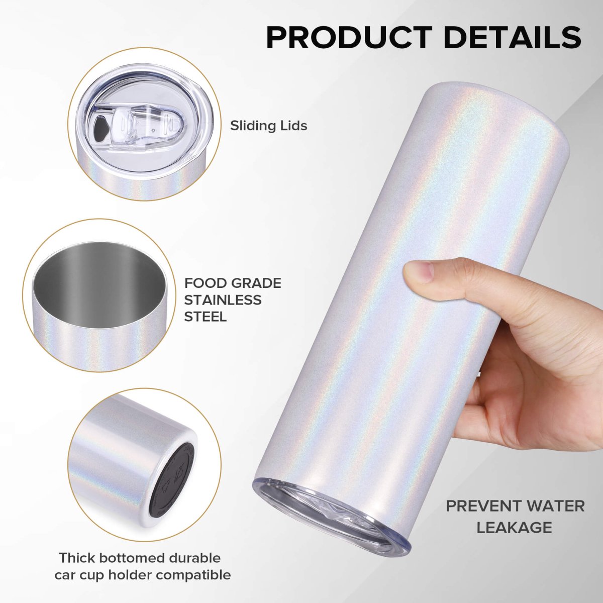 20 oz Sublimation Holographic Tumbler - 12 Pack - FASTSUB