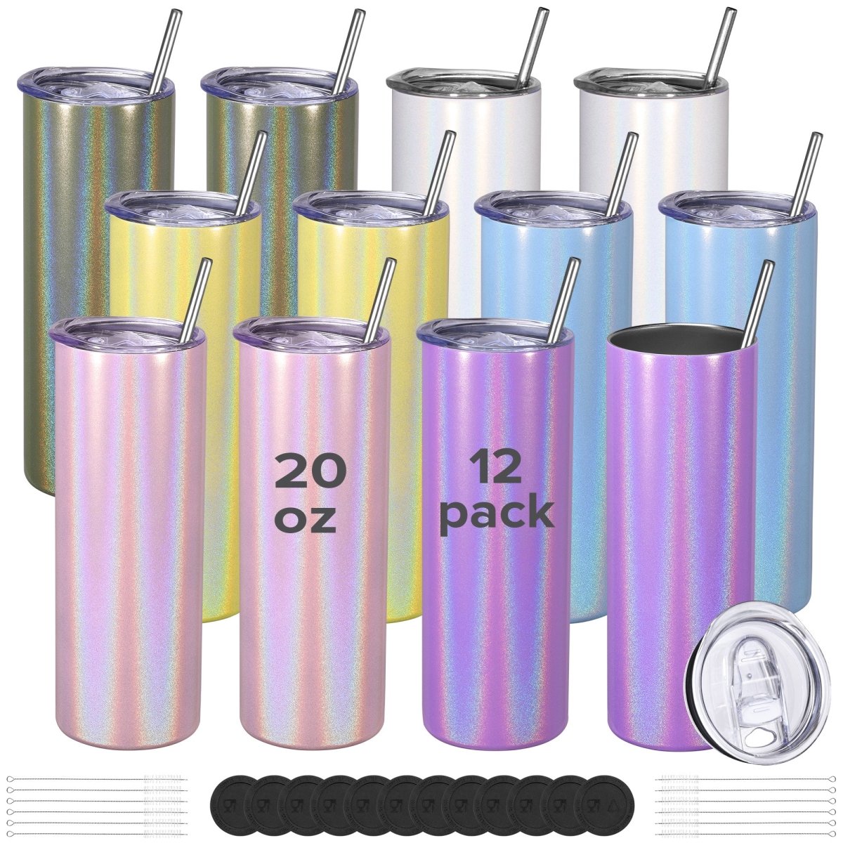 20 oz Sublimation Holographic Tumbler - 12 Pack - FASTSUB