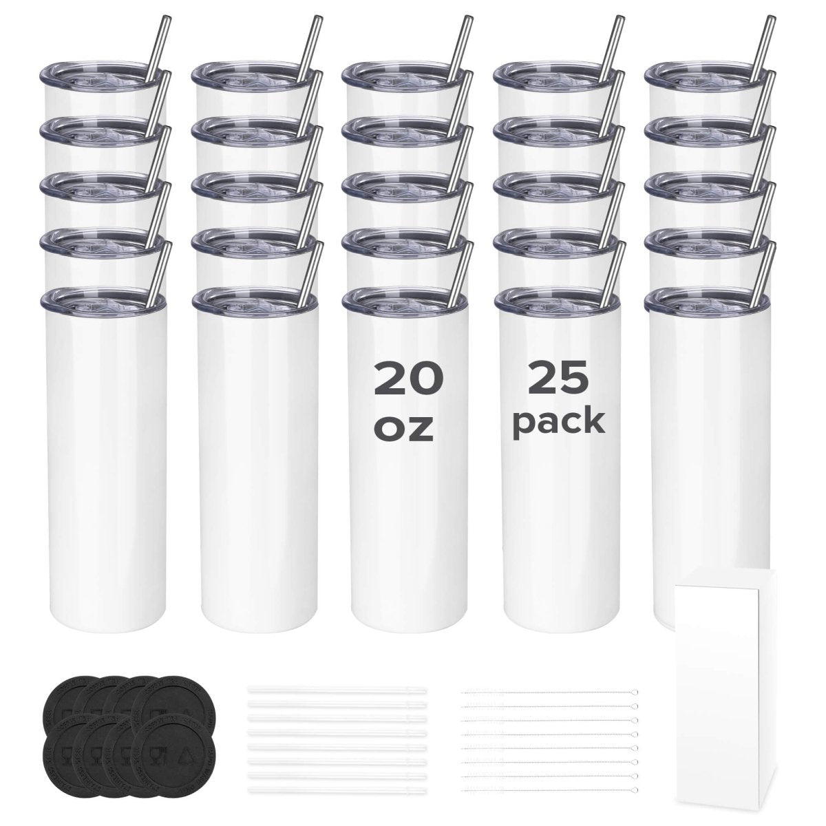 20 oz Sublimation Skinny Tumbler - 25 Pack - FASTSUB