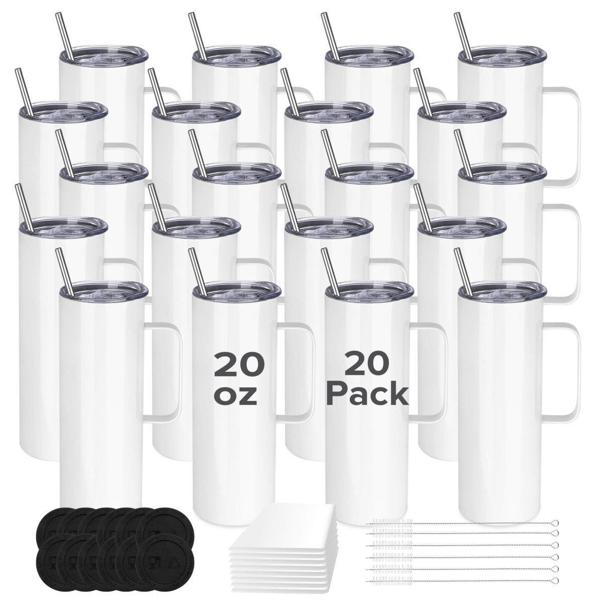 20 oz Sublimation Skinny Tumbler with Handle - 20 Pack - FASTSUB