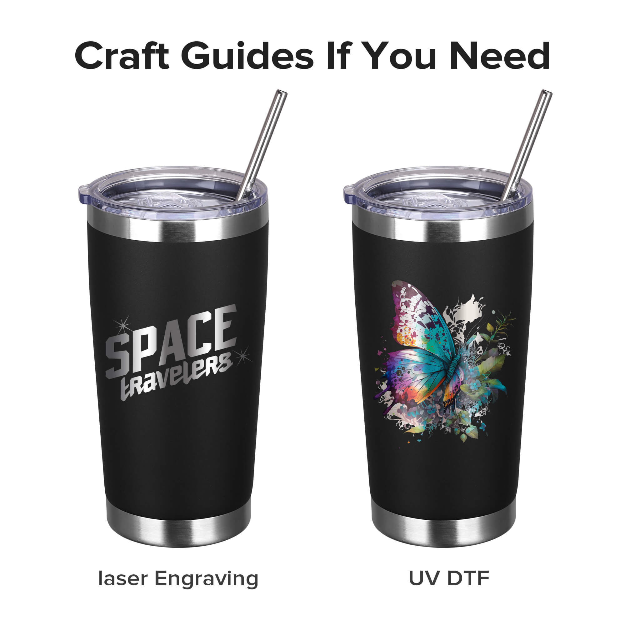 20 oz Powder Coated Tumbler - Black| 20 Pack
