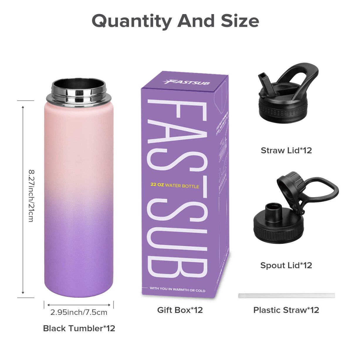 22 oz Powder Coated Duo Skinny Tumbler - Pink | 12 Pack - FASTSUB