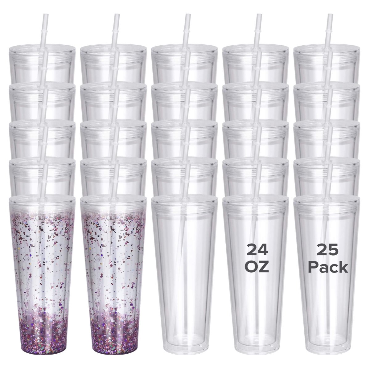 24 oz Snow Globe Acrylic Tumbler - 25 Pack - FASTSUB
