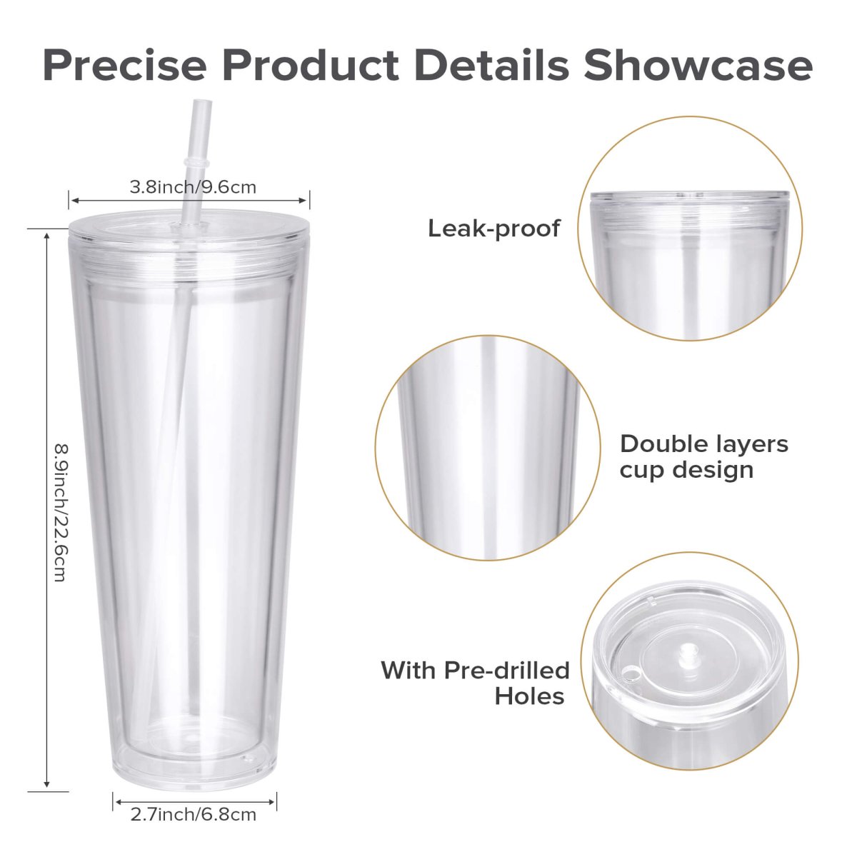 24 oz Snow Globe Acrylic Tumbler - 25 Pack - FASTSUB