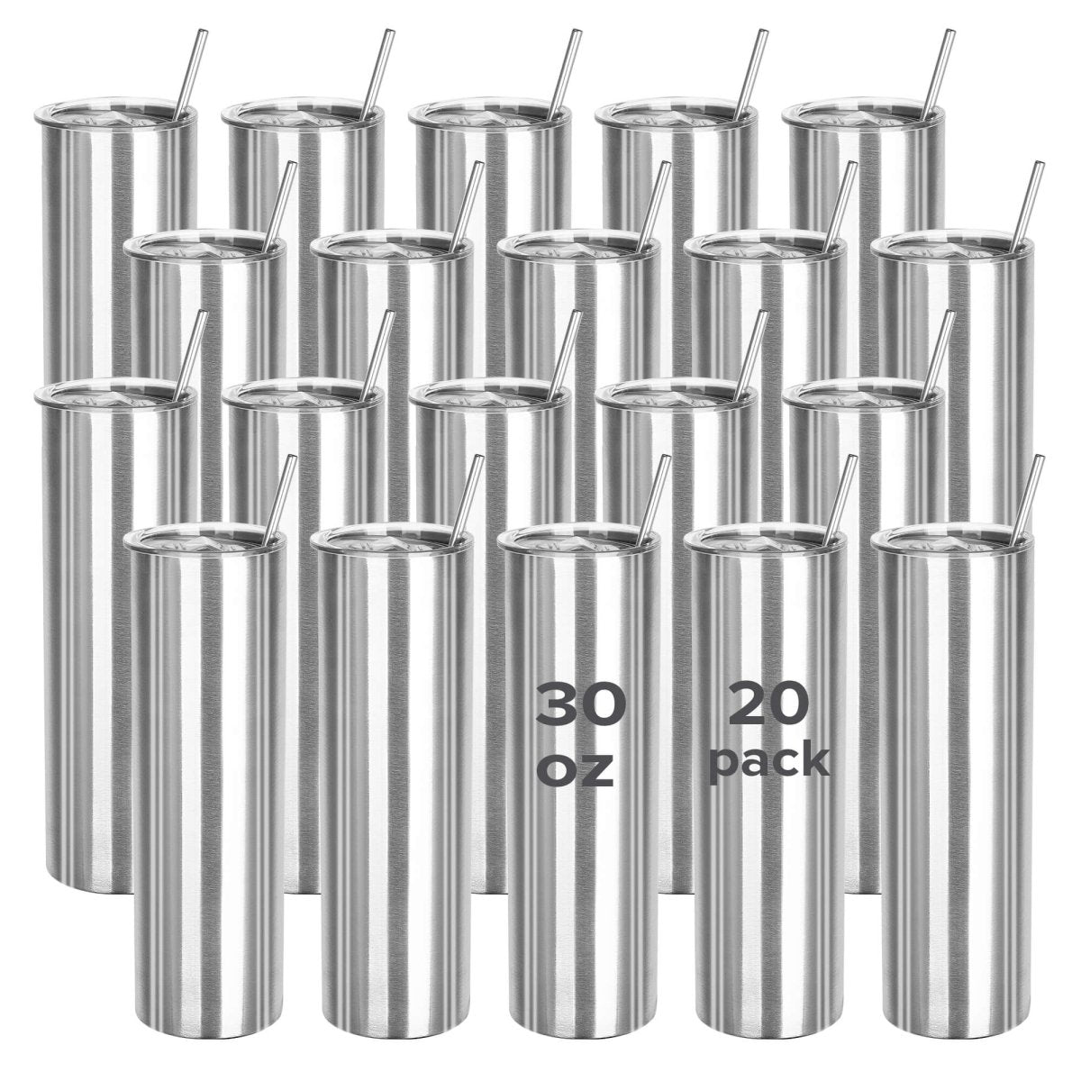 30 oz Skinny Stainless Steel Tumbler - 20 Pack - FASTSUB