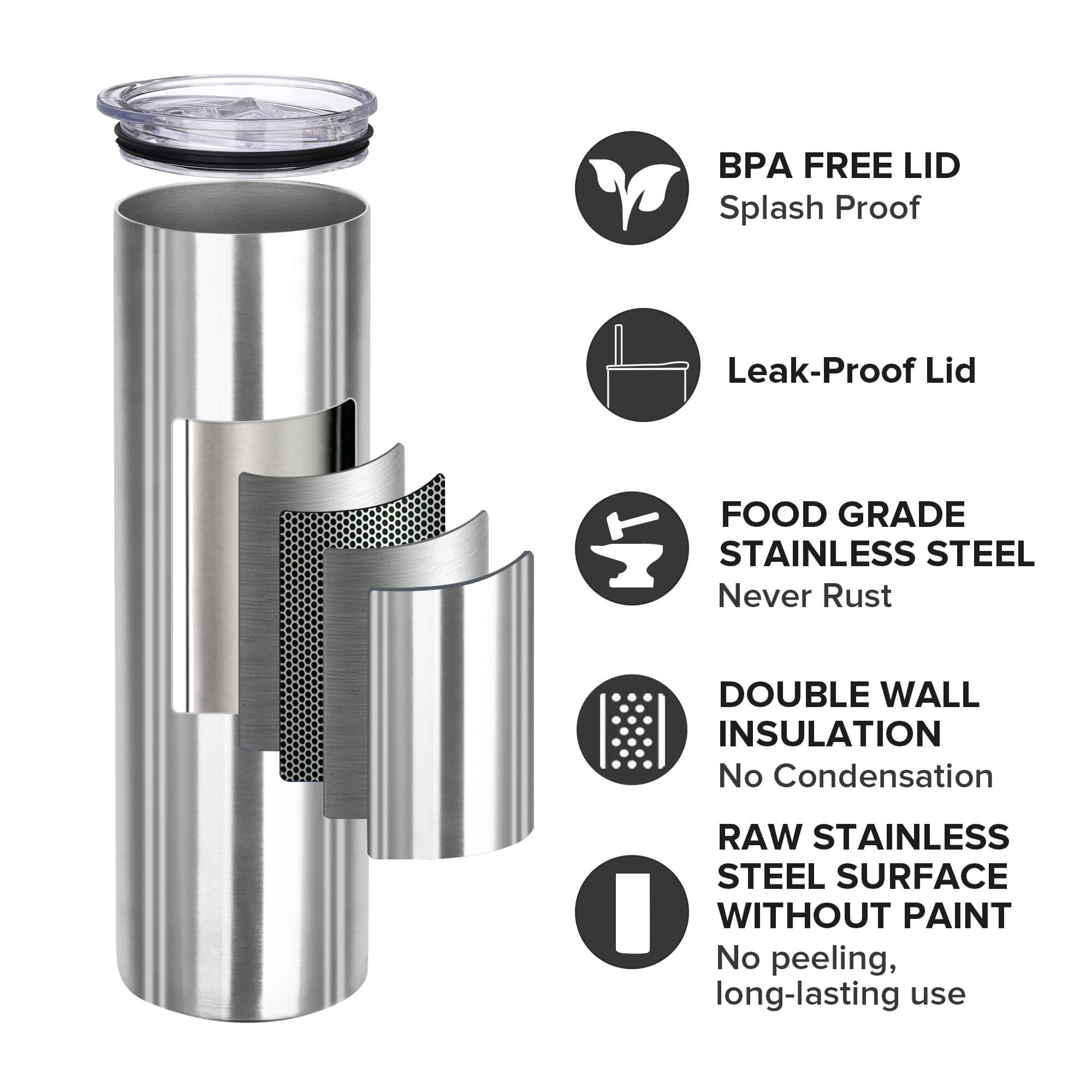 30 oz Skinny Stainless Steel Tumbler | 20 Pack