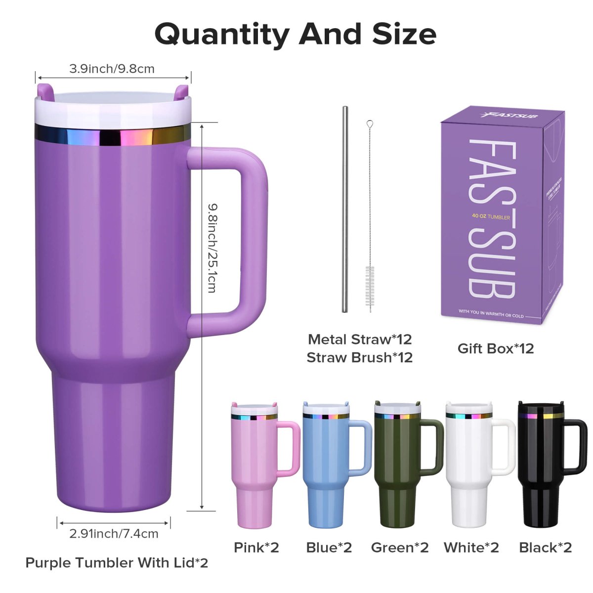 40 oz Rainbow Plated Tumbler - 12 Pack - FASTSUB