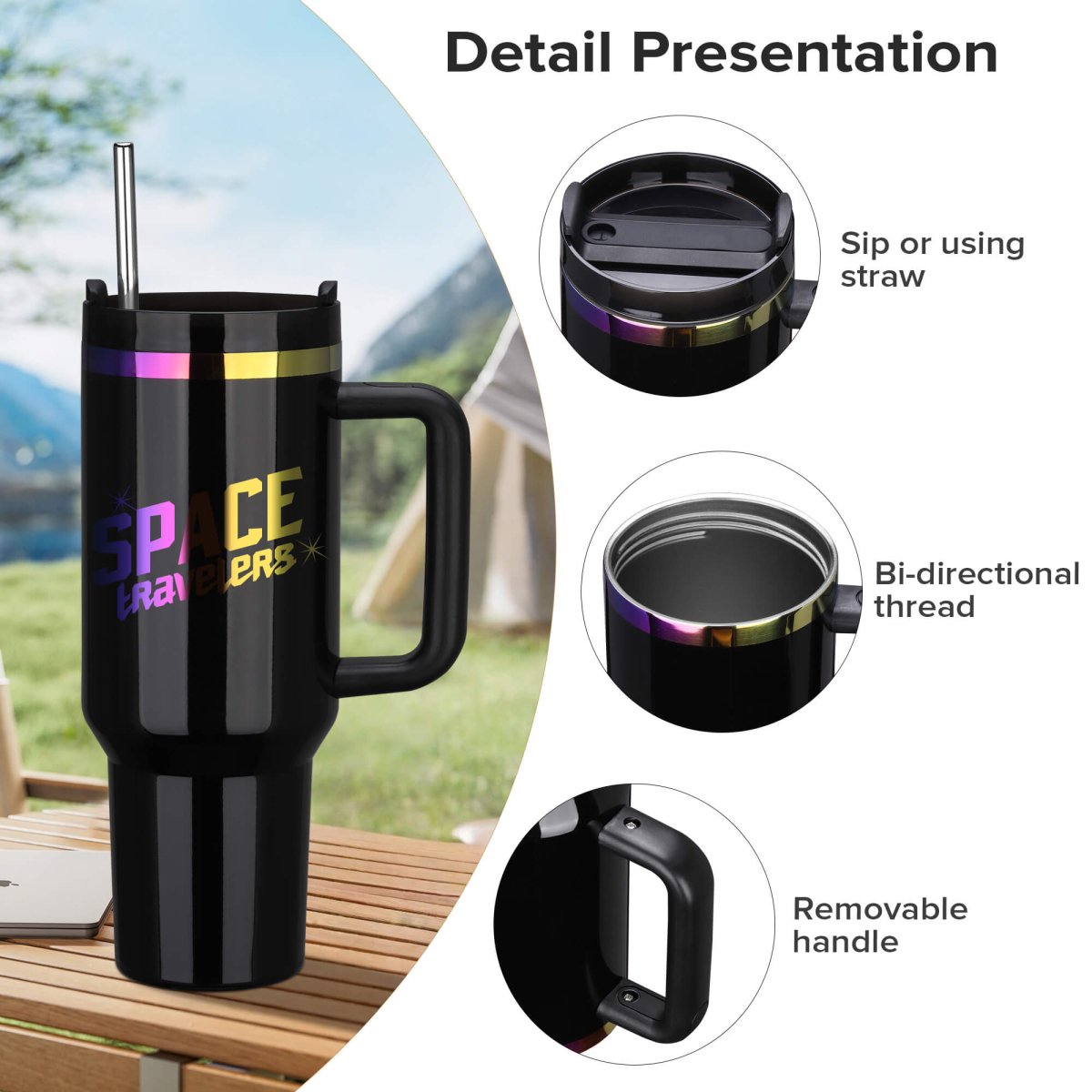 40 oz Rainbow Plated Tumbler Black - 12 Pack - FASTSUB