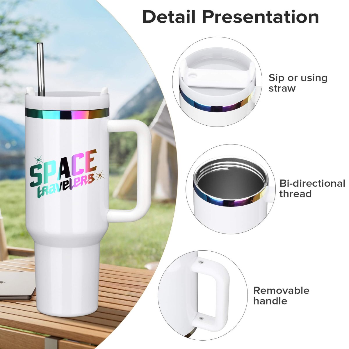 40 oz Rainbow Plated Tumbler White - 12 Pack - FASTSUB