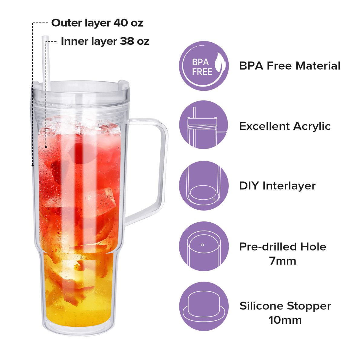 40 oz Snow Globe Acrylic Tumbler - 25 Pack - FASTSUB