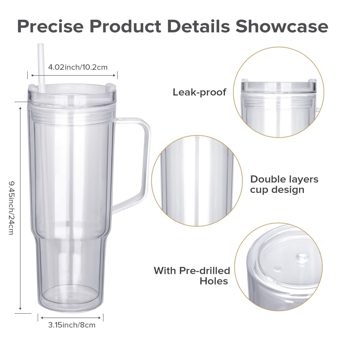 40 oz Snow Globe Acrylic Tumbler - 25 Pack - FASTSUB