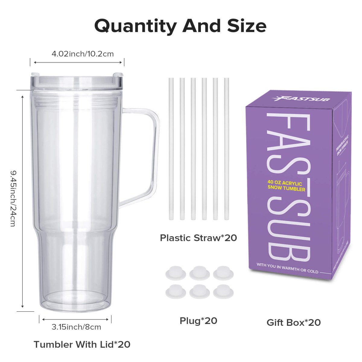 40 oz Snow Globe Acrylic Tumbler - 25 Pack - FASTSUB