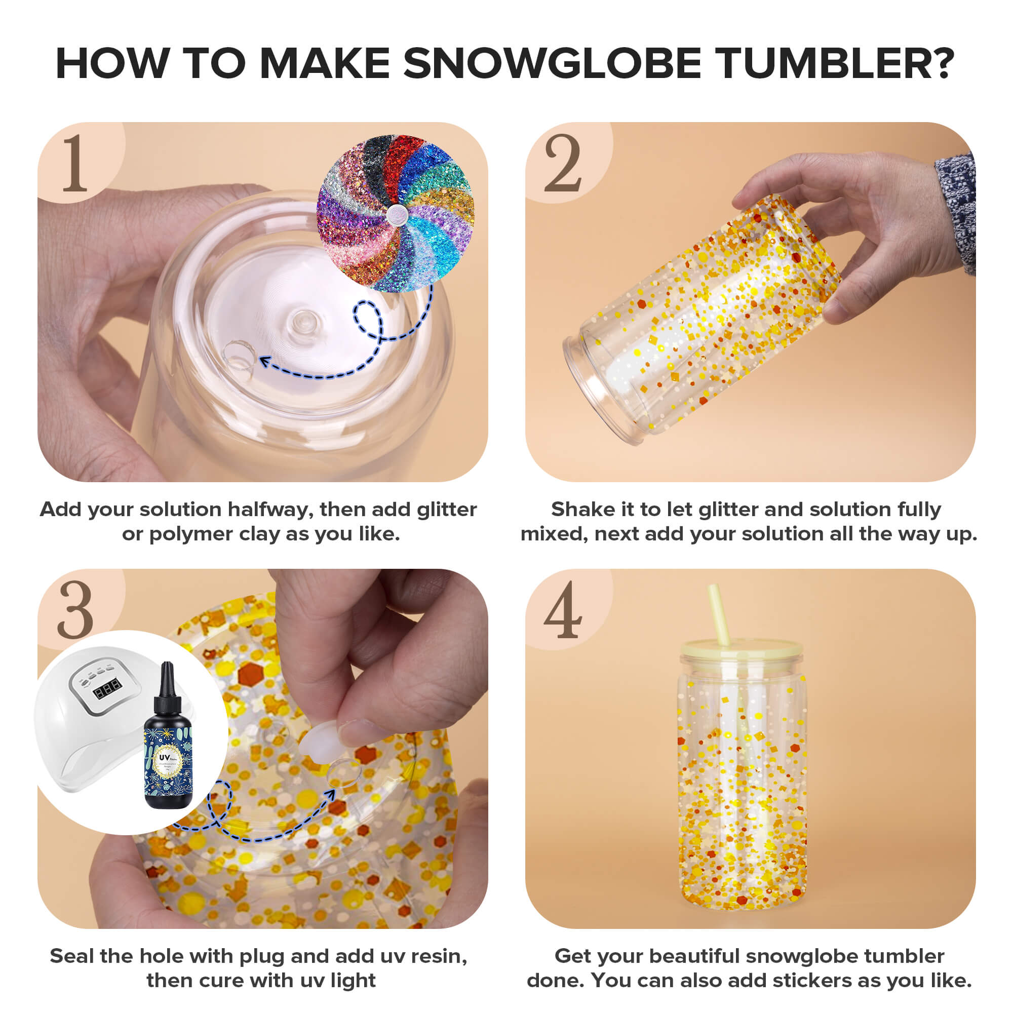 16 oz Snow Globe Acrylic Tumbler | 25 Pack