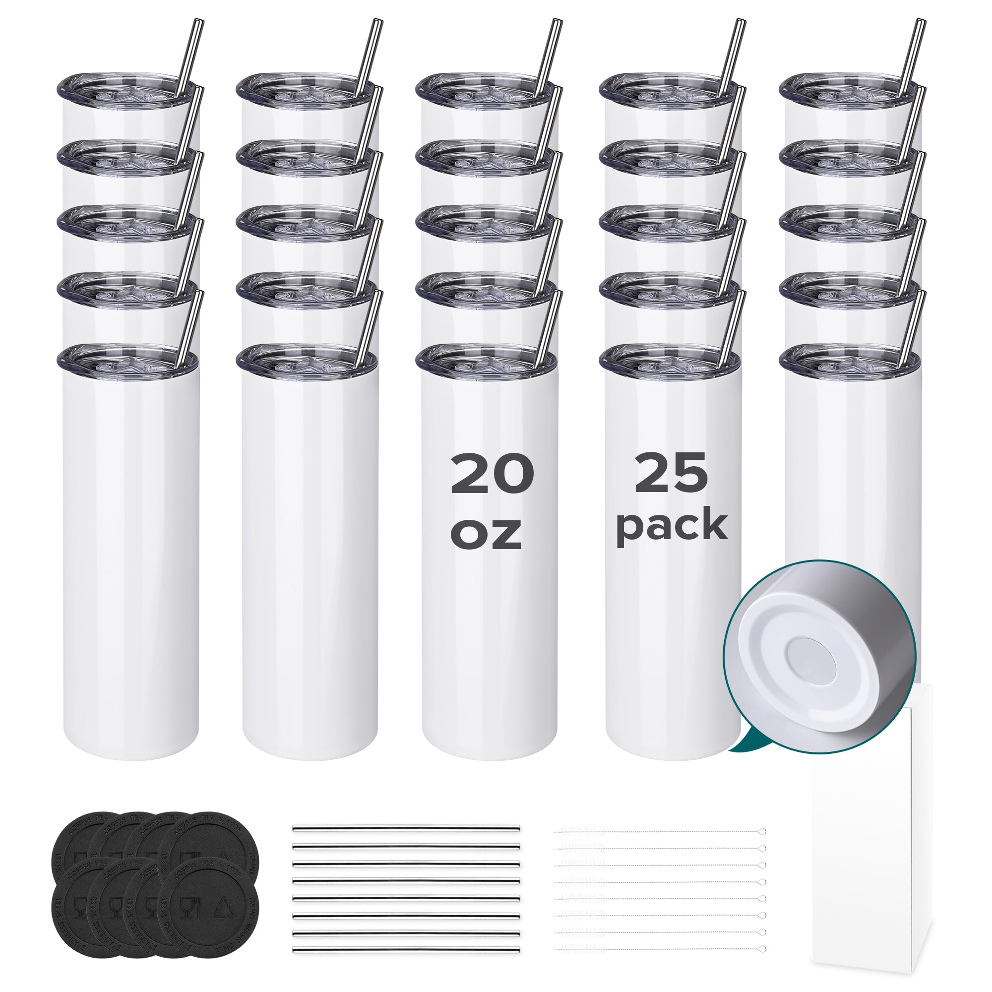 20 oz Sublimation Edge Skinny Tumbler | 25 Pack - FASTSUB