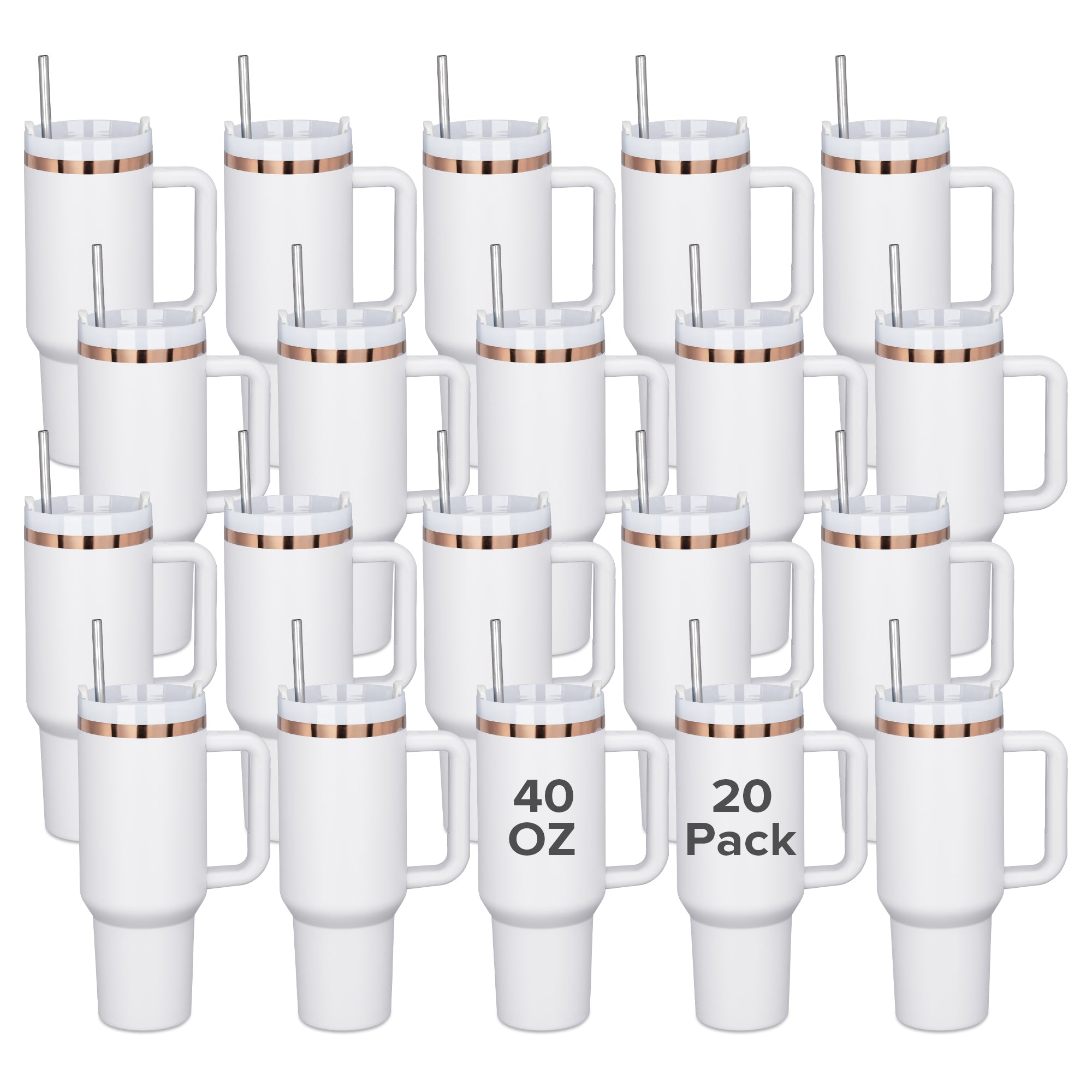 40 oz Gold Plated Tumbler White - 20 Pack