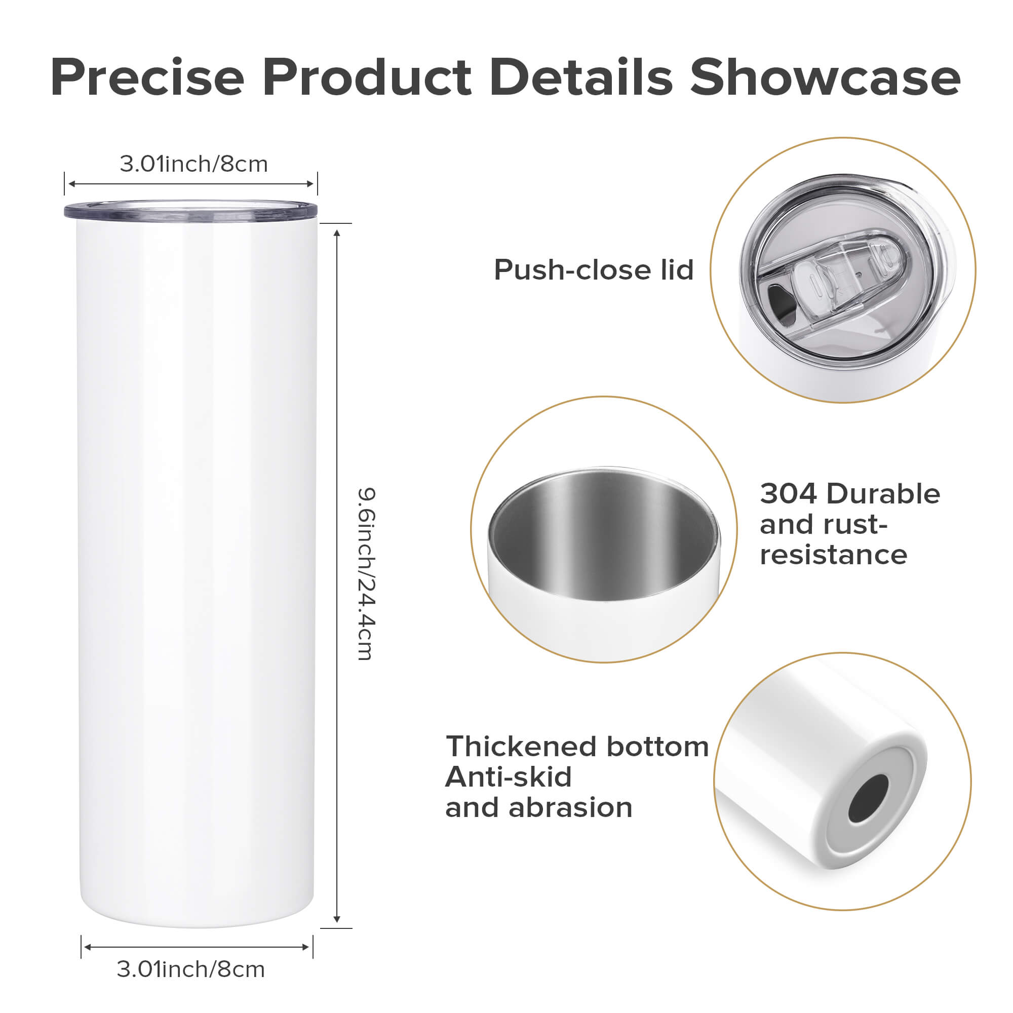 30 oz Sublimation Tumblers Skinny | 12 Pack - FASTSUB