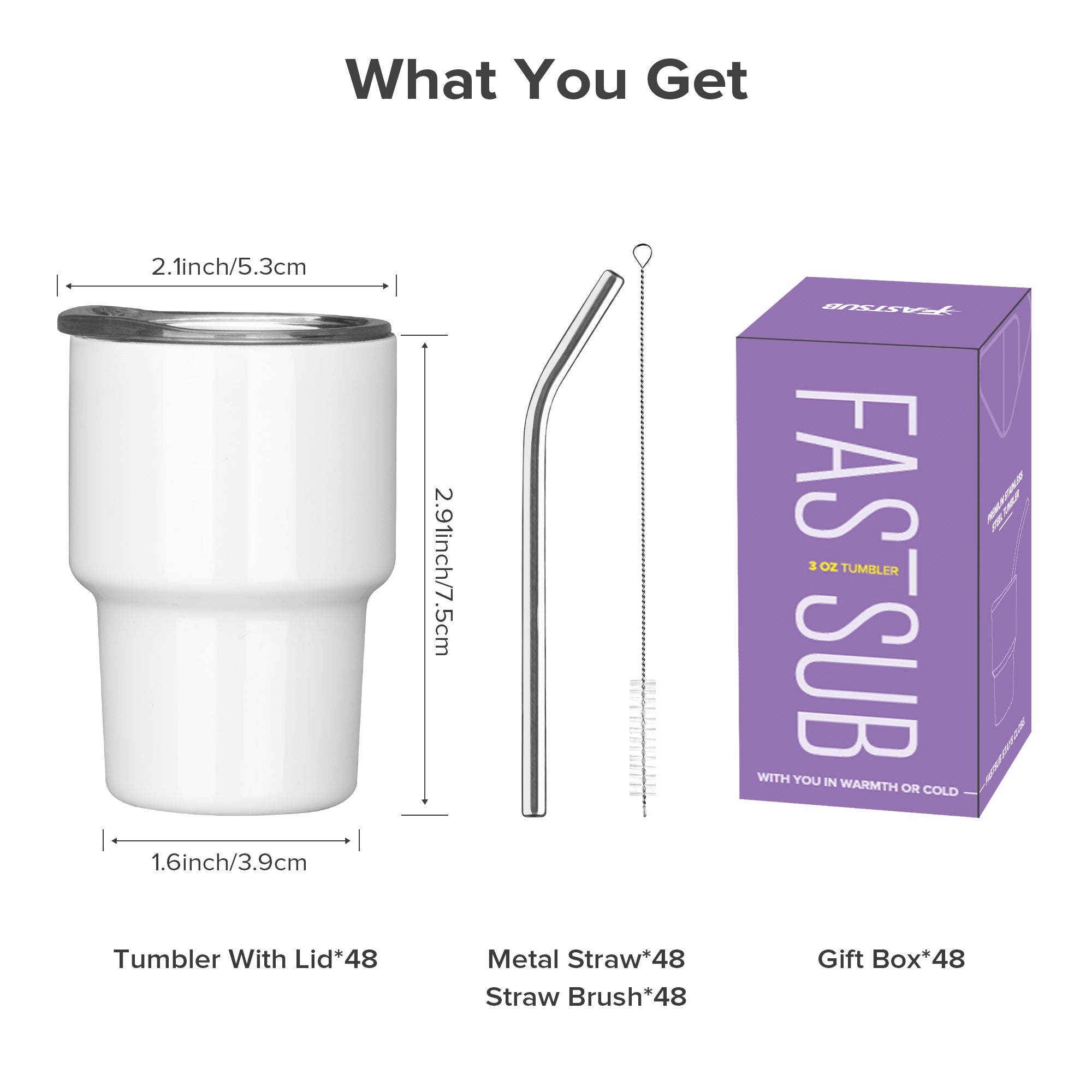 3 oz Mini Sublimation Tumbler | 48 Pack - FASTSUB