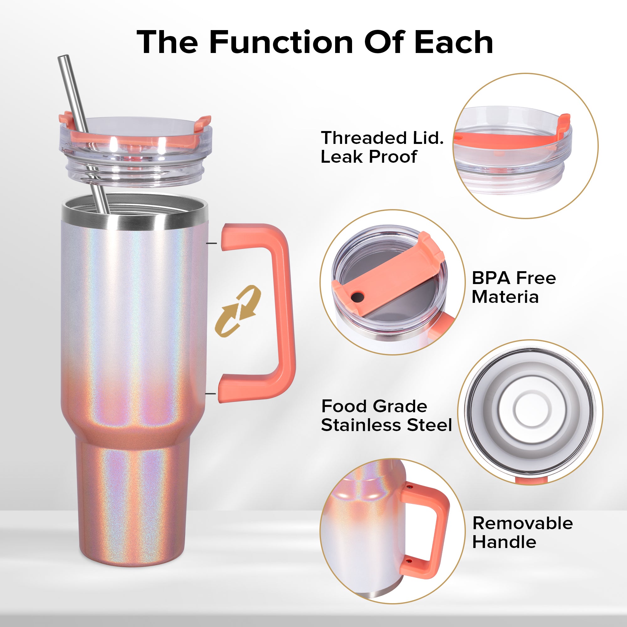 40 oz Sublimation Holographic Color Tumbler | 12 Pack