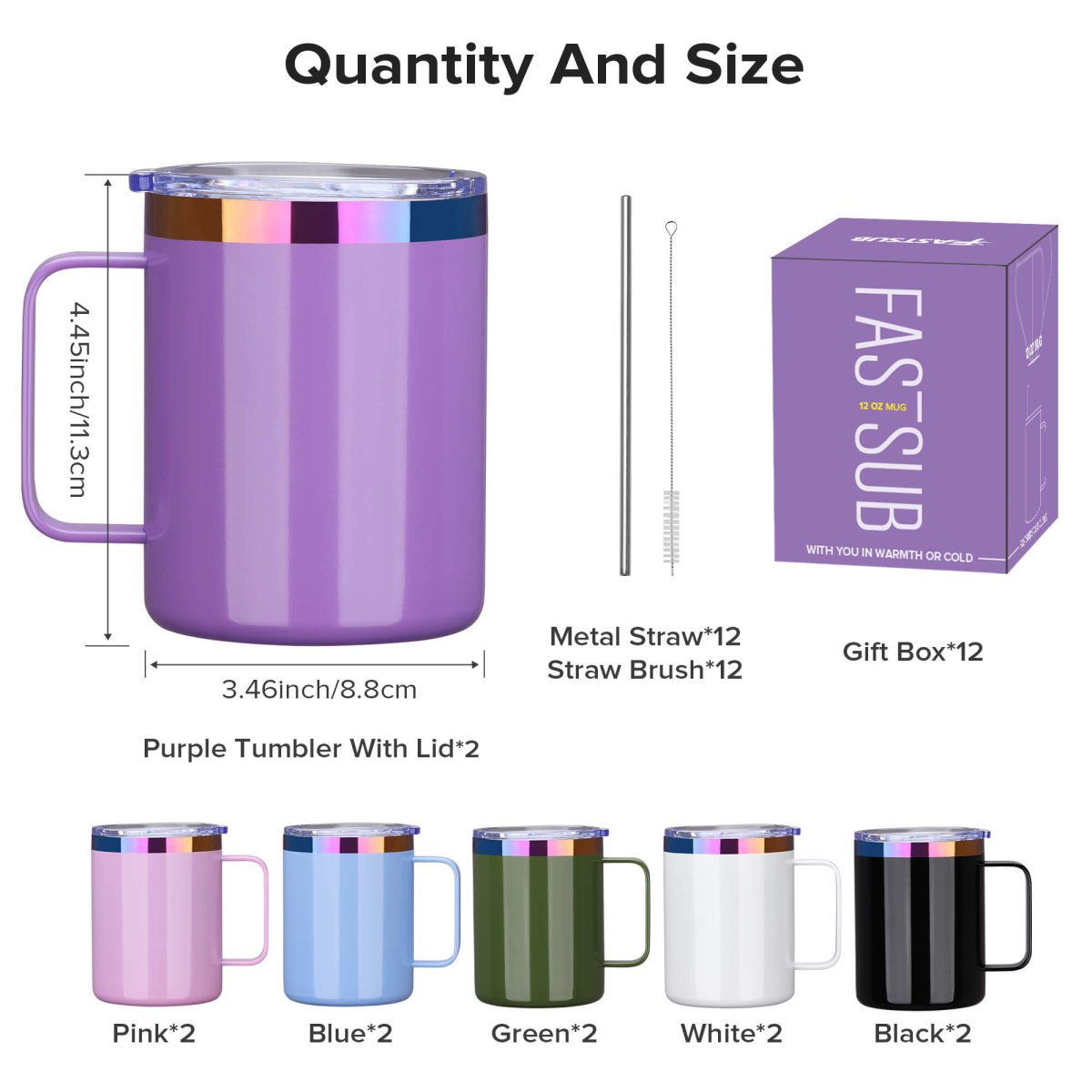 12 oz Rainbow Plated Mug - 12 Pack - FASTSUB