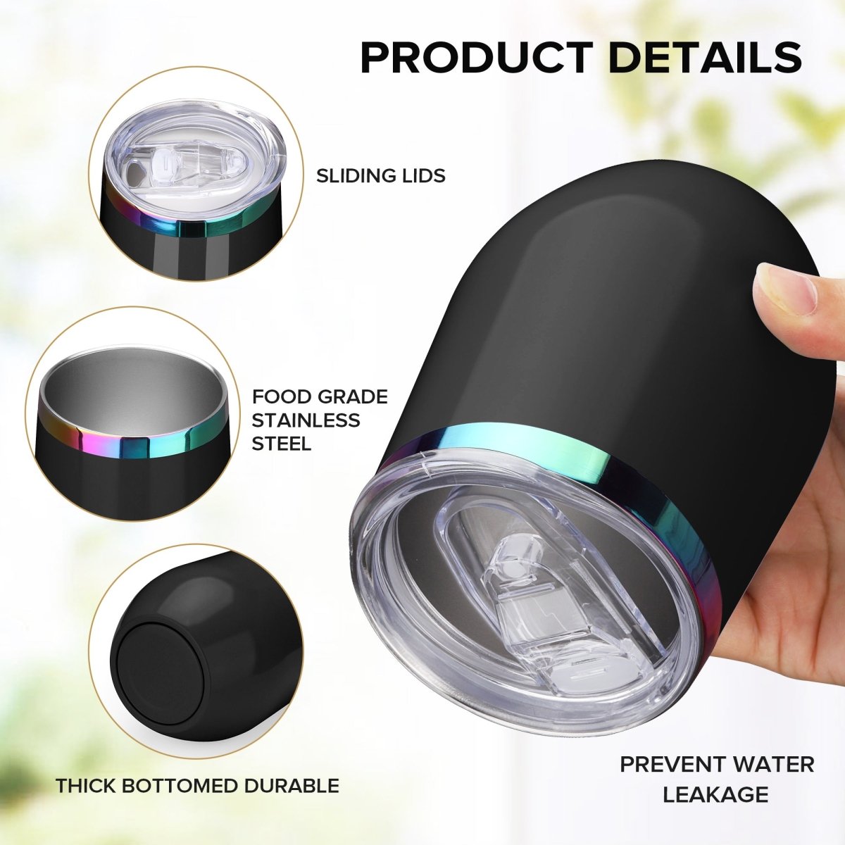 12 oz Rainbow Plated Tumbler Black - 12 Pack - FASTSUB