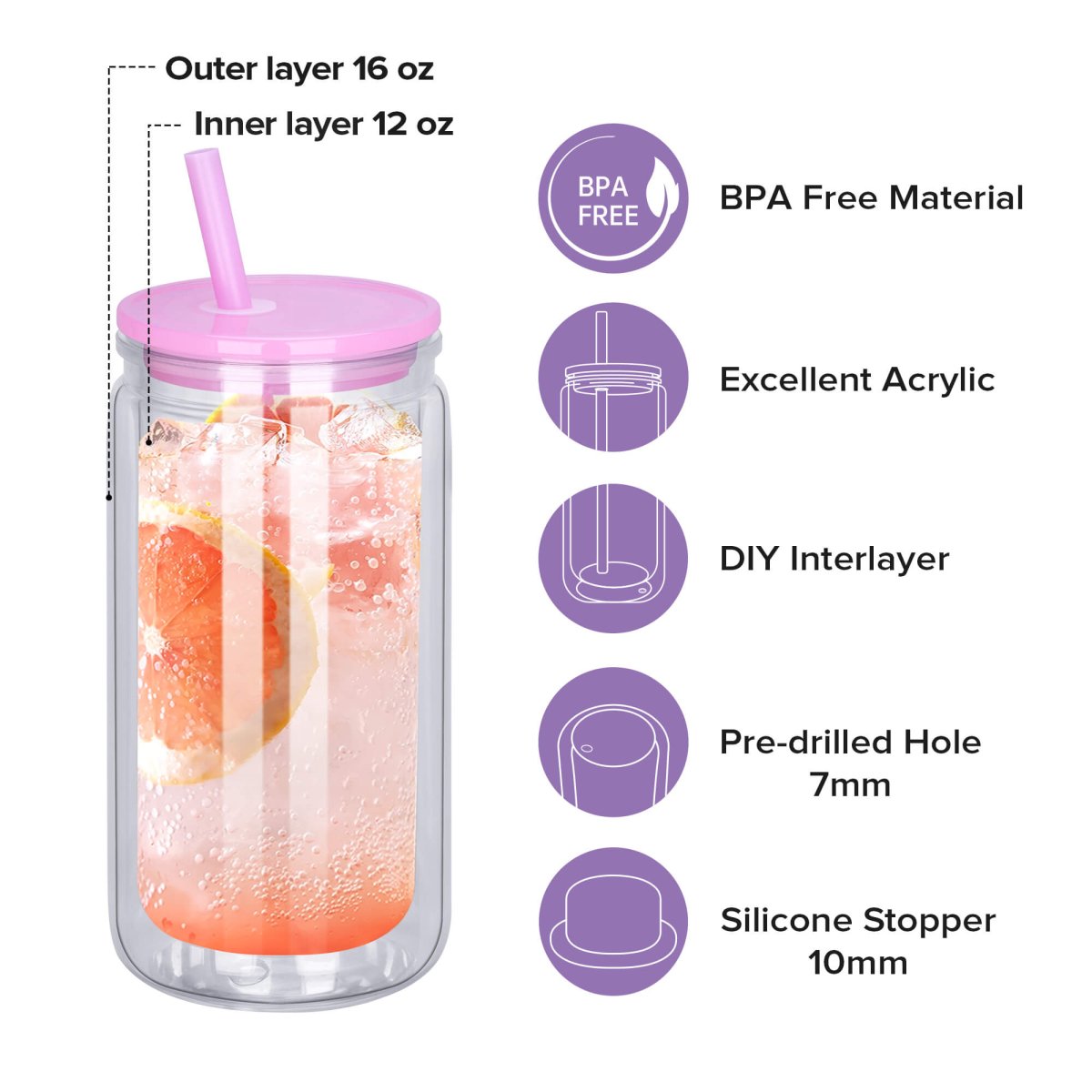 16 oz Snow Globe Acrylic Tumbler - 25 Pack - FASTSUB