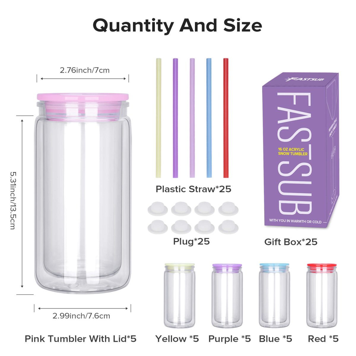 16 oz Snow Globe Acrylic Tumbler - 25 Pack - FASTSUB