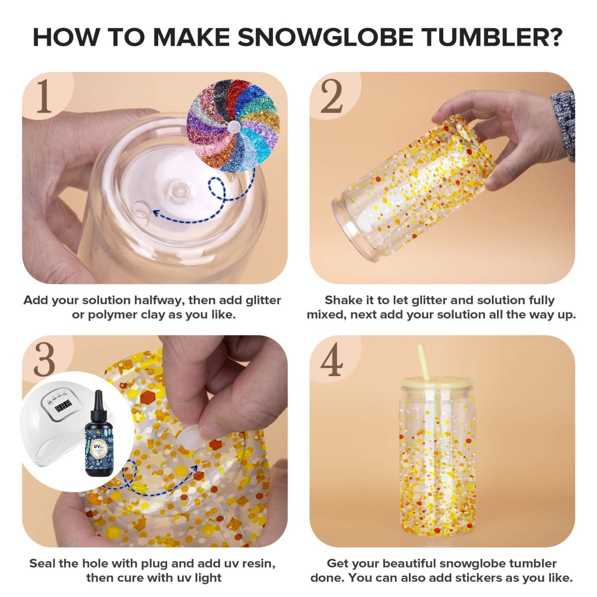 16 oz Snow Globe Acrylic Tumbler - 25 Pack - FASTSUB