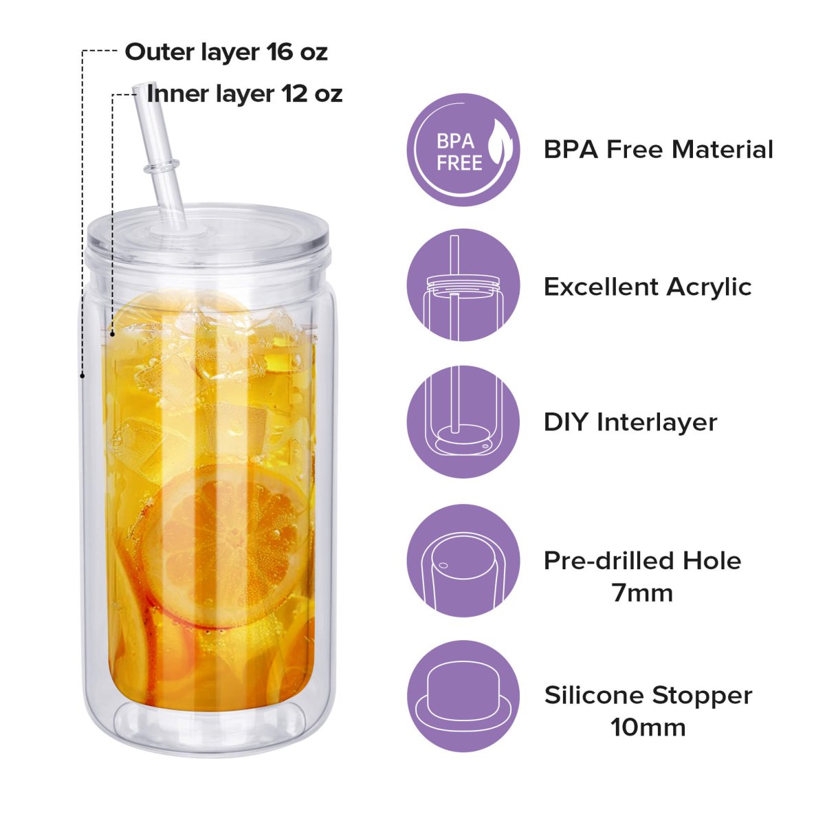 16 oz Snow Globe Acrylic Tumbler - 25 Pack - FASTSUB
